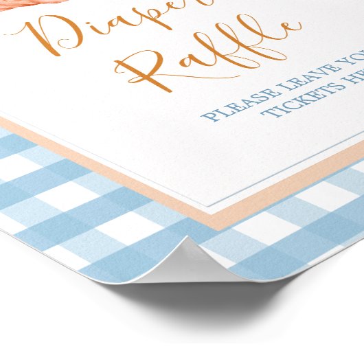 Pompoen Boho Blue Gingham Luier Raffle Poster (Hoek)