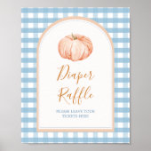 Pompoen Boho Blue Gingham Luier Raffle Poster (Voorkant)