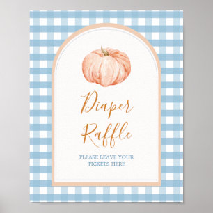 Pompoen Boho Blue Gingham Luier Raffle Poster
