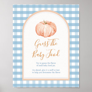 Pompoen Boho Blue Gingham Raad het Baby-eten Poster