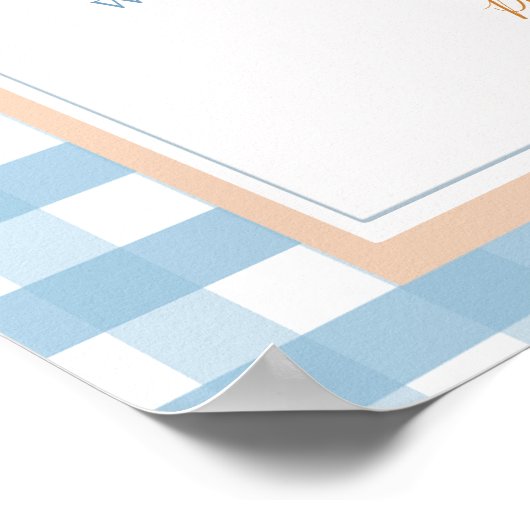 Pompoen Boho Blue Gingham Verjaardag Time Capsule Poster (Hoek)