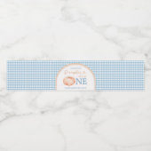 Pompoen Boho Blue Gingham Waterfles Waterfles Etiket (Enkel label)