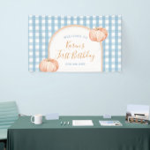 Pompoen Boho Blue Gingham Welkom Groot Spandoek (Beurs)