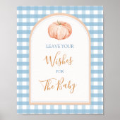 Pompoen Boho Blue Gingham Wensen voor Baby Poster (Voorkant)