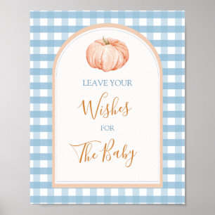 Pompoen Boho Blue Gingham Wensen voor Baby Poster