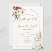 Pompoen Boho Boog Verjaardag 30e Dinersfeestje Kaart (Voorkant)