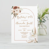 Pompoen Boho Boog Verjaardag 30e Dinnerparty Kaart (Staand voorkant)