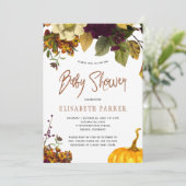 Pompoen boho herfst genderneutraal baby shower kaart (Staand voorkant)