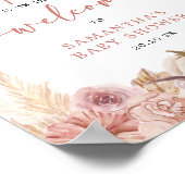 Pompoen Boho Roze Pampas Grass Baby shower Welkom Poster (Hoek)