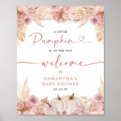 Pompoen Boho Roze Pampas Grass Baby shower Welkom Poster (Voorkant)