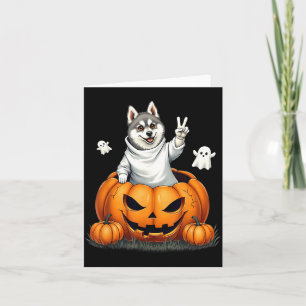 Pompoen Boo Geest Alaskan Klee Kai Hond Halloween Kaart