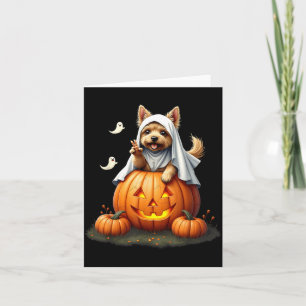 Pompoen Boo Geest Yorkie Hond Halloween Kostuum Kaart