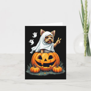 Pompoen Boo Geest Yorkie Hond Halloween Kostuum Kaart