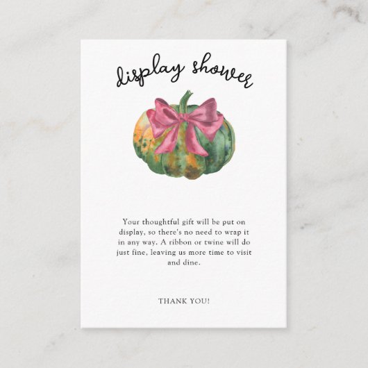 Pompoen boog baby shower - display douche informatiekaartje (Voorkant)