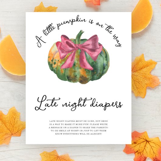 Pompoen boog baby shower Late nacht luiers Poster