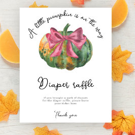 Pompoen boog baby shower Luier Raffle spel Poster