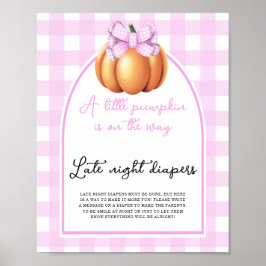 Pompoen boog boog baby shower Late nacht luiers Poster