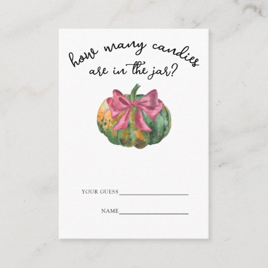 Pompoen boog Raad hoeveel snoepjes spel Informatiekaartje (Voorkant)