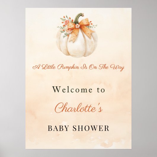 Pompoen Boog Welkom Baby Shower Poster (Voorkant)