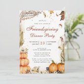 Pompoen Botanische Herfst Friendsgiving Diner Kaart (Staand voorkant)