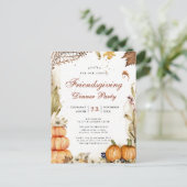 Pompoen Botanische Herfst Friendsgiving Diner Uitnodiging Briefkaart (Staand voorkant)