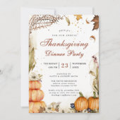 Pompoen Botanische Herfst Thanksgiving Diner Party Kaart (Voorkant)