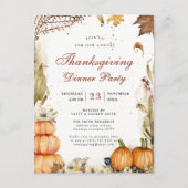 Pompoen Botanische Herfst Thanksgiving Diner Party Uitnodiging Briefkaart (Voorkant)