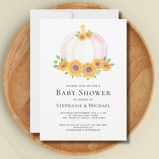 Pompoen Botanische Koppels Baby shower Kaart