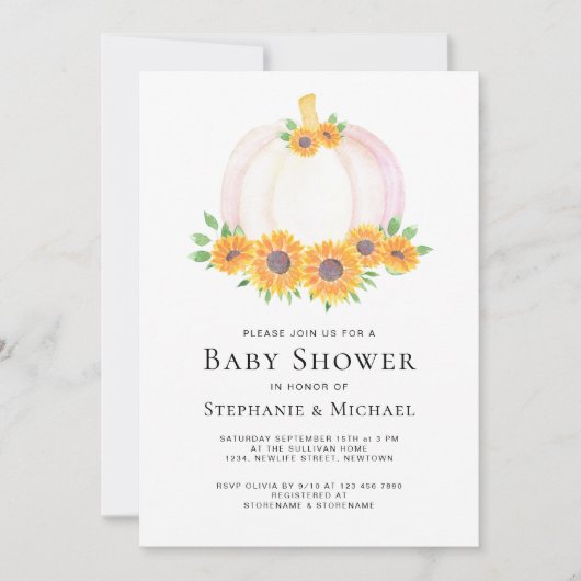 Pompoen Botanische Koppels Baby shower Kaart (Voorkant)