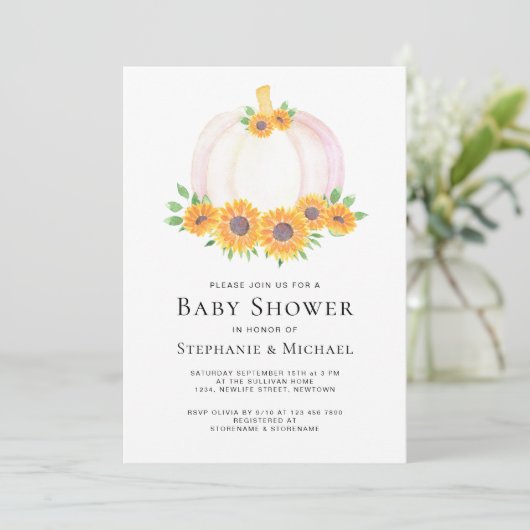 Pompoen Botanische Koppels Baby shower Kaart (Staand voorkant)