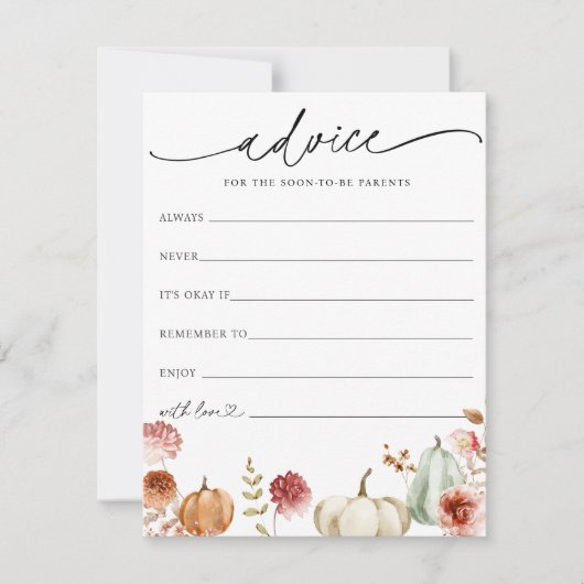 Pompoen Bourgogne Bloemen Baby Advies Kaart (Voorkant)