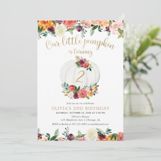 Pompoen Bourgogne gouden bloem elke leeftijd verja Kaart (Staand voorkant)