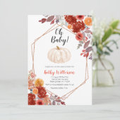 Pompoen Bourgogne Marsala Floral oh baby shower Kaart (Staand voorkant)