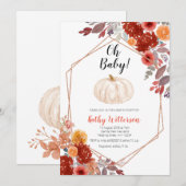 Pompoen Bourgogne Marsala Floral oh baby shower Kaart (Voorkant / Achterkant)