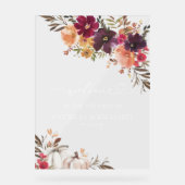 Pompoen Bourgondië Bloemen Fall Wedding Welkom Acryl Bord (Voorkant)