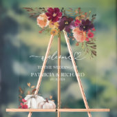 Pompoen Bourgondië Bloemen Fall Wedding Welkom Acryl Bord (Neutraal)