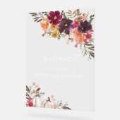 Pompoen Bourgondië Bloemen Fall Wedding Welkom Acryl Bord (Hoek)