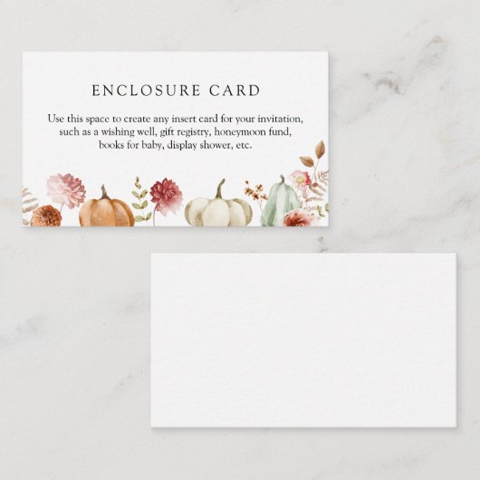 Pompoen Bourgondië Bloemige Shower Enclosurekaart Informatiekaartje (Voorkant / Achterkant)