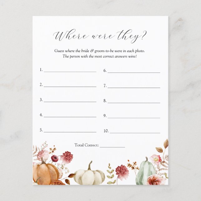 Pompoen Bourgondië Bloemige Waar Waren Ze Spel (Voorkant)