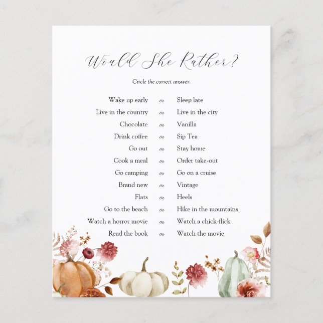 Pompoen Bourgondië Floral wil ze liever spel (Voorkant)