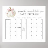 Pompoen & Bow Baby shower Guess Vervaldatum Kalend Poster (Voorkant)