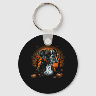 Pompoen Boxer Hond Kostuum Op Boxer Hond Halloween Sleutelhanger