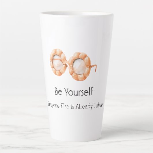 Pompoen Bril Wees Jezelf Latte Mok (Voorkant)