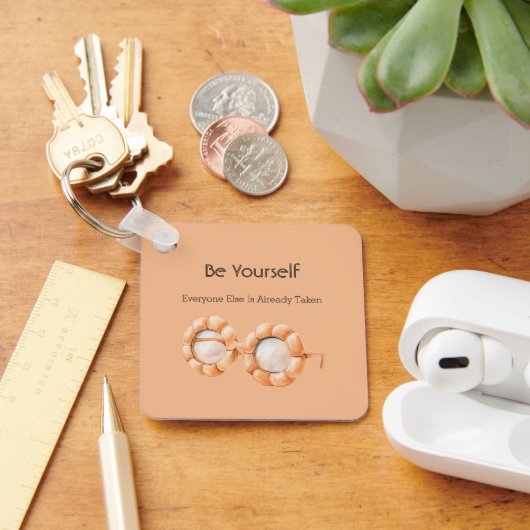 Pompoen Bril Wees Jezelf Sleutelhanger (Bureau)