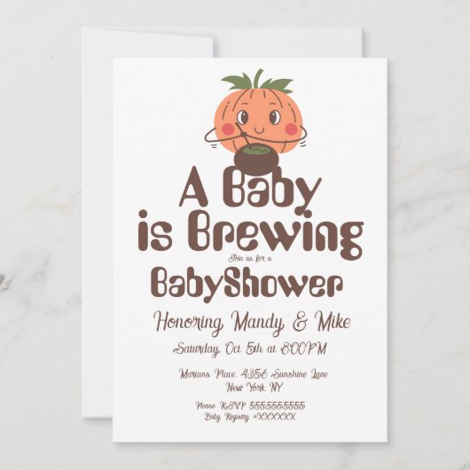 Pompoen Brouwen Baby shower Halloween Party Kaart (Voorkant)