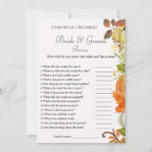 Pompoen bruid & bruidegom trivia vrijgezellenfeest aankondiging (Voorkant)