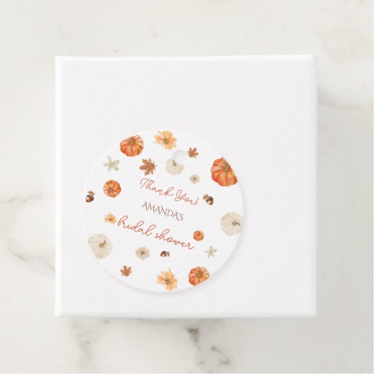 Pompoen Bruiloft Bridal Shower Boho Bloem Bedankjes Labels (In situ)