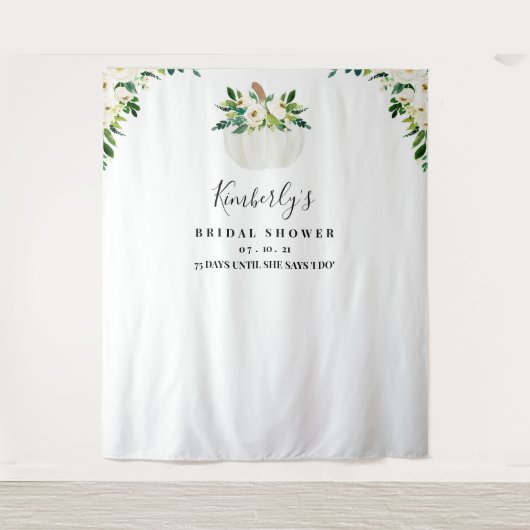 Pompoen Bruiloft Feest Achtergrond, Photo Booth Re Wandkleed (Voorkant)