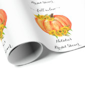 Pompoen Bruiloft Feest Oranje Wit  Cadeaupapier (Rol Hoek)