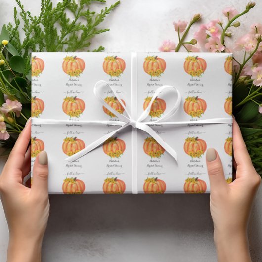 Pompoen Bruiloft Feest Oranje Wit  Cadeaupapier